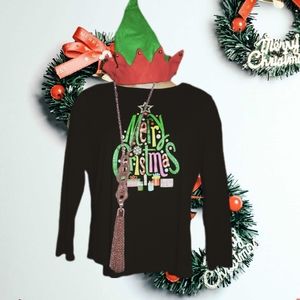 Christmas Shirt, Elf Hat & Tassel Necklace